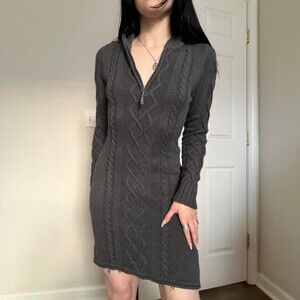 Athleta Grey Cable Knit Zip B 6 C 6